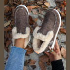Furry Suede Round Toe Flat Sneakers - VacationGrabs