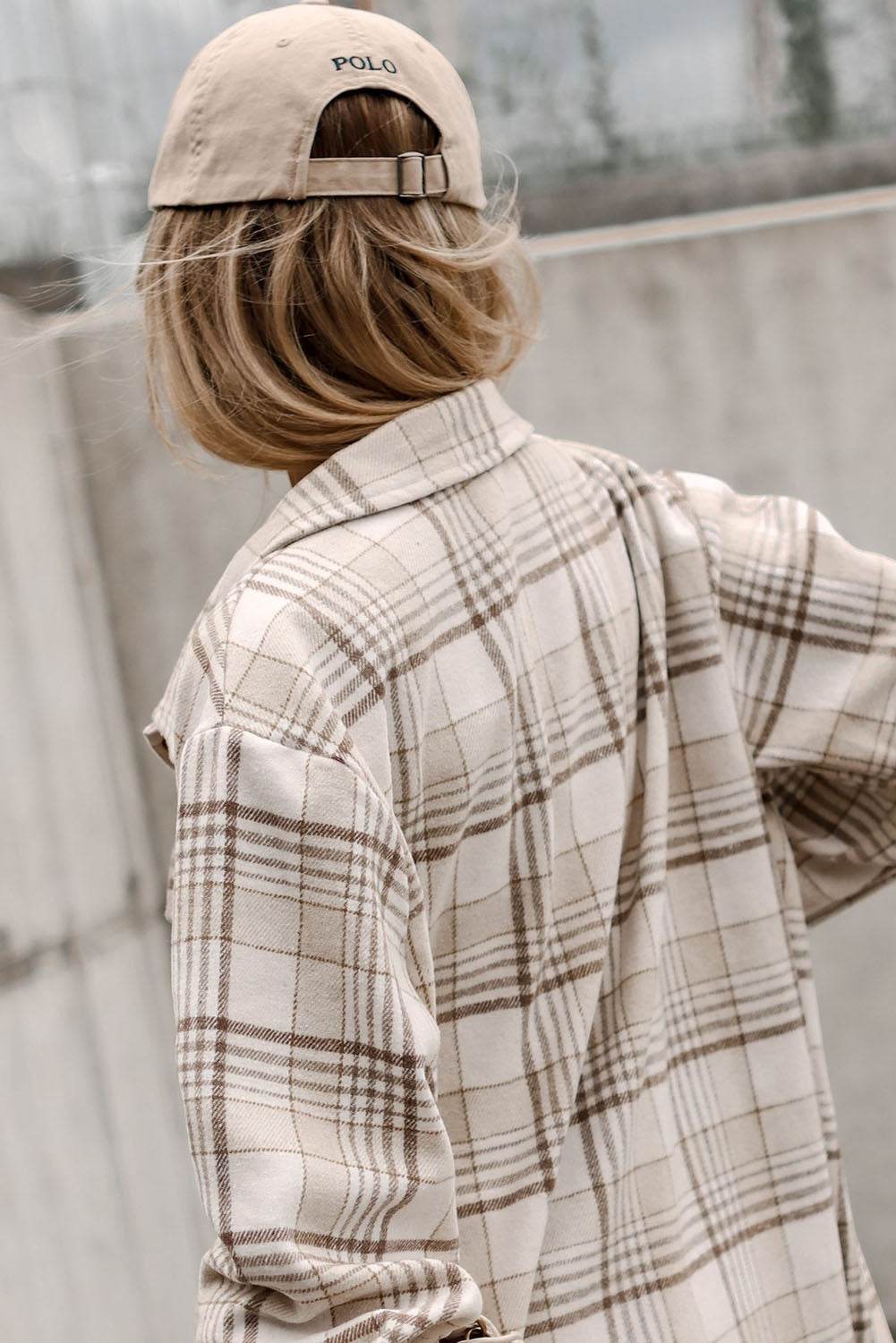 Khaki Plaid Removable Hood Buttoned Shacket - VacationGrabs