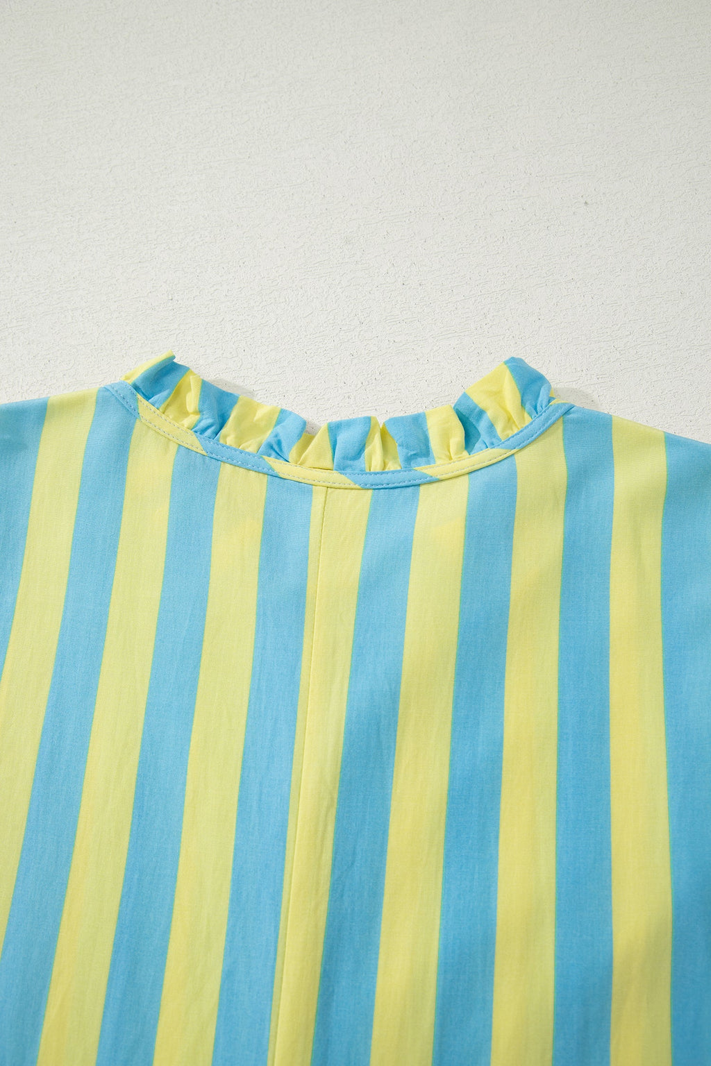 Stripe Half-Button Puff Sleeve Mini Dress