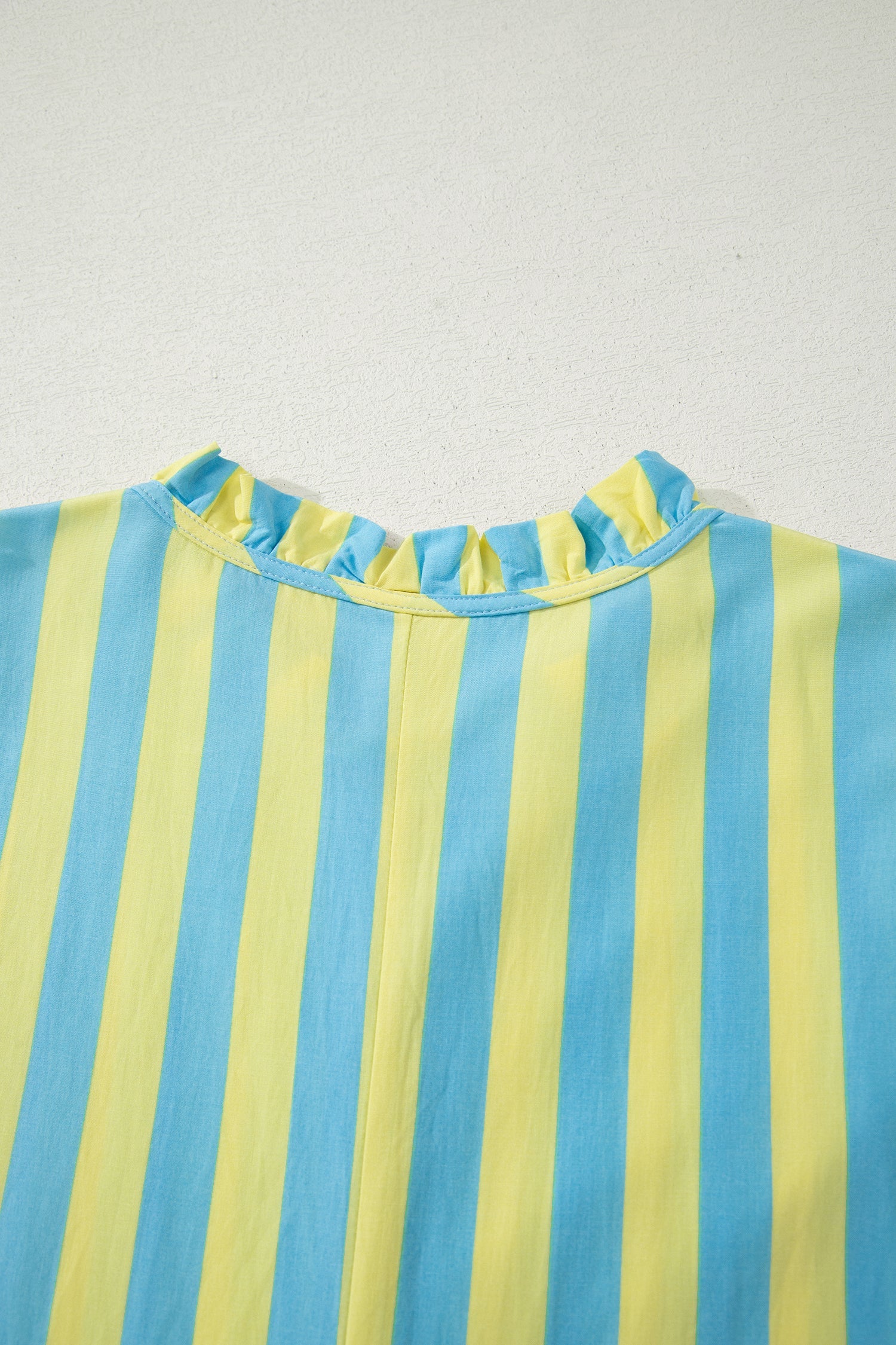 Stripe Half-Button Puff Sleeve Mini Dress