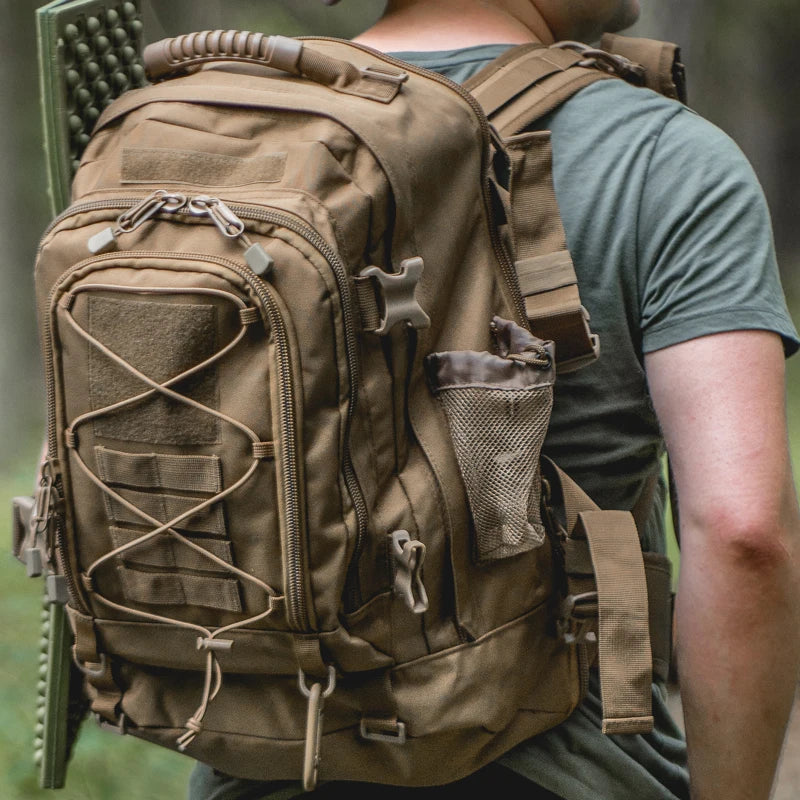 65L Tactical Hiking Backpack Rucksack, Nylon, Unisex