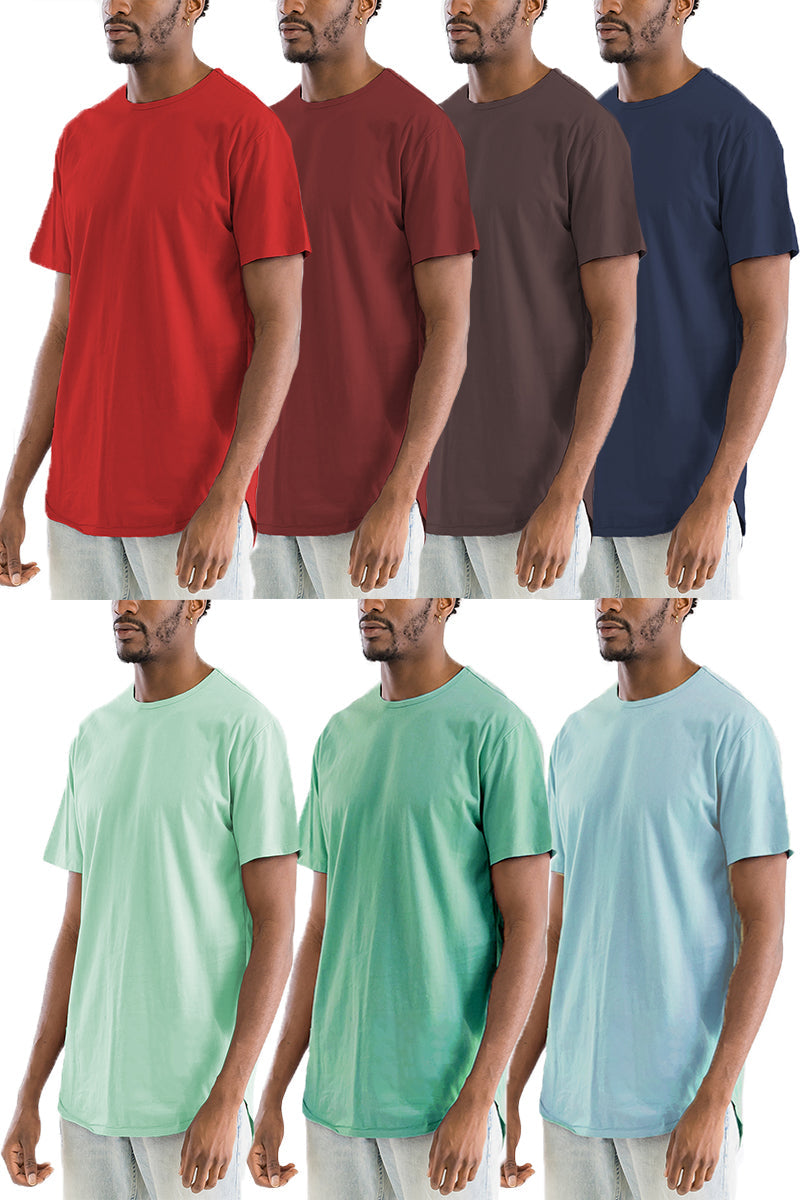 Classic Scallop Tee – Men's Curved Hem Cotton T-Shirt