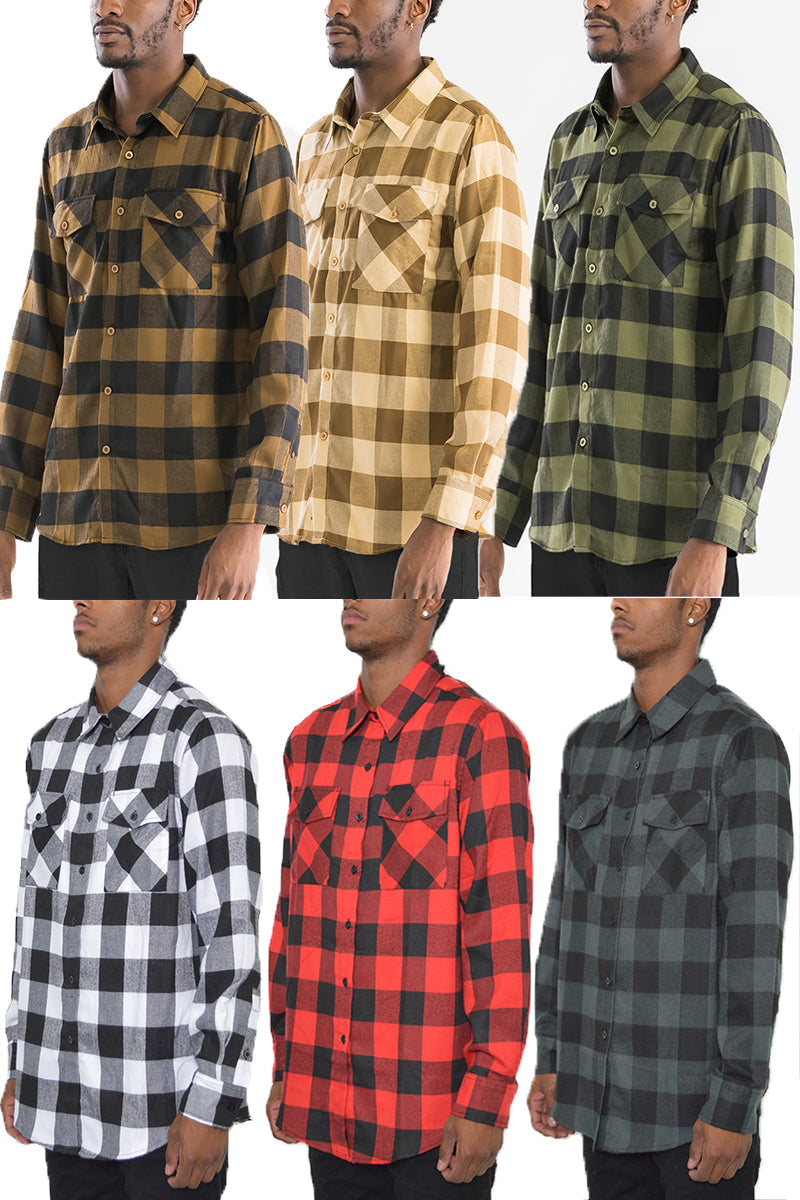 Men's Brushed Flannel Shirt – Cotton Blend