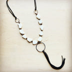White Turquoise Chunky Necklace with Leather Tassel 225K