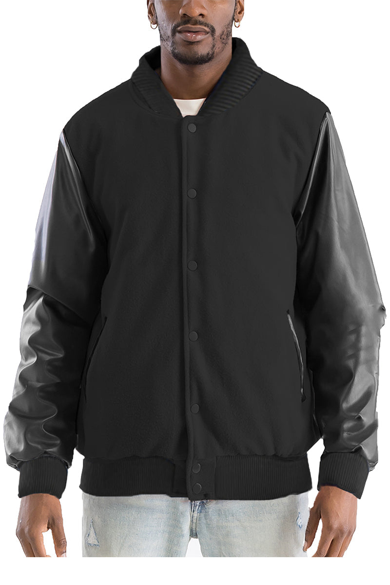 Melton Varsity Letterman Jacket with PU Sleeves
