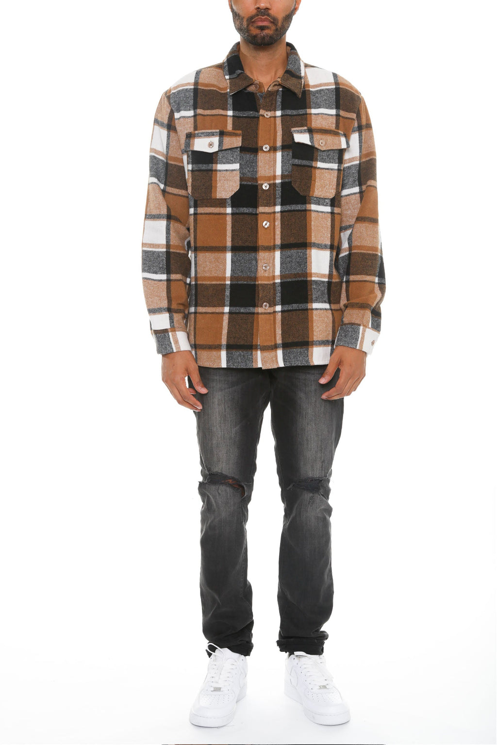 Colton Brushed Flannel Shacket – Long Sleeve Button-Up