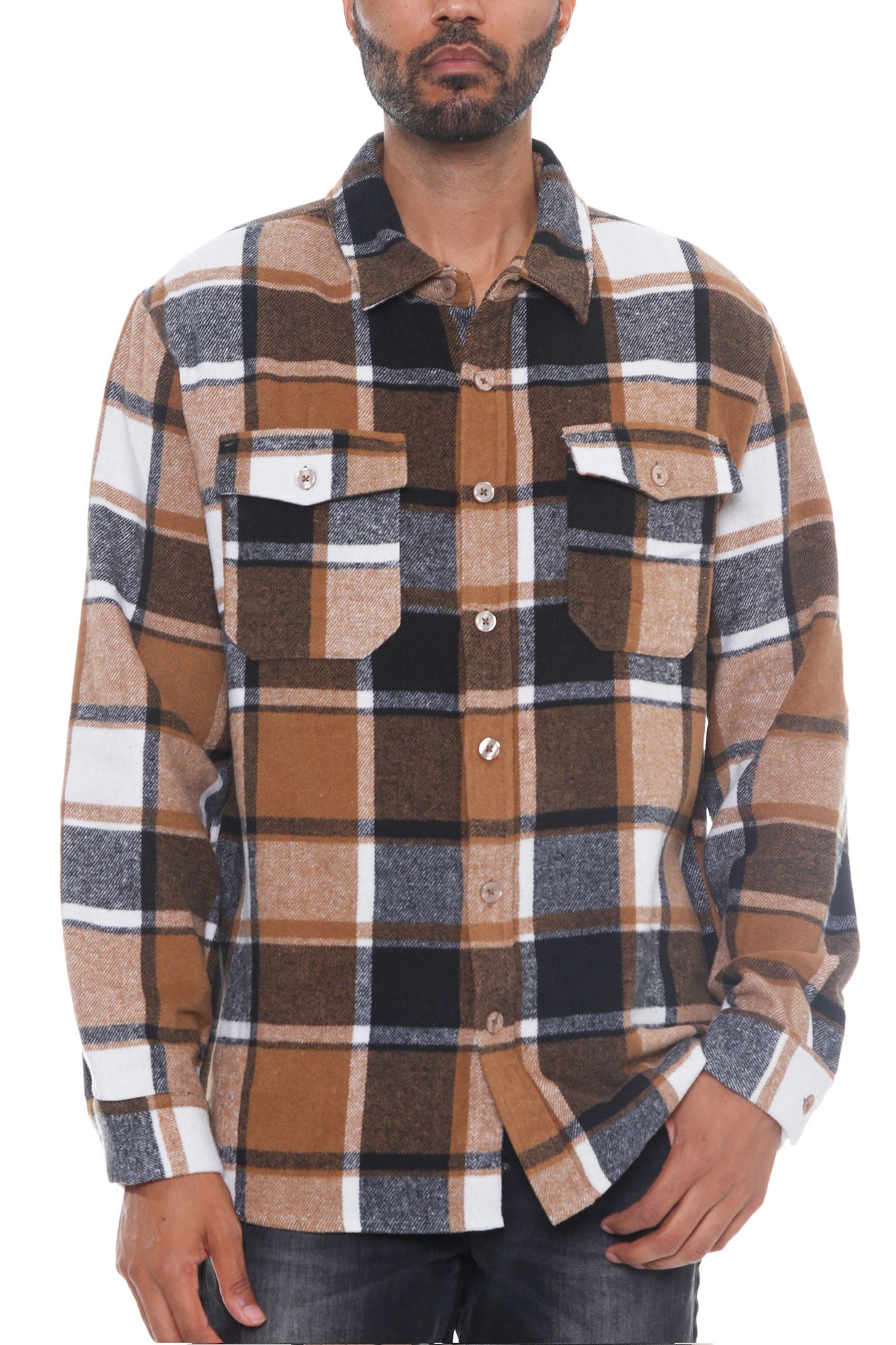 Colton Brushed Flannel Shacket – Long Sleeve Button-Up