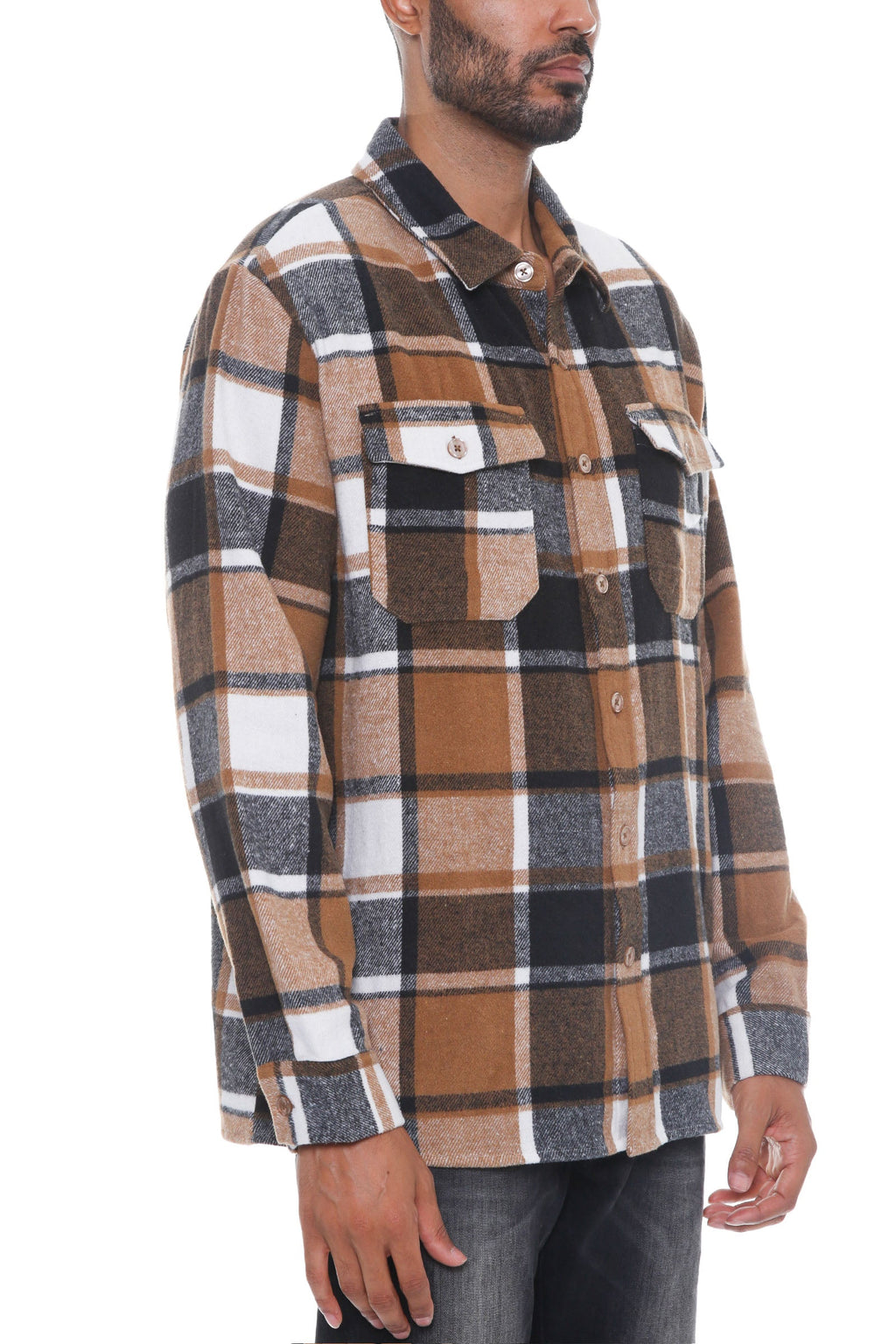 Colton Brushed Flannel Shacket – Long Sleeve Button-Up