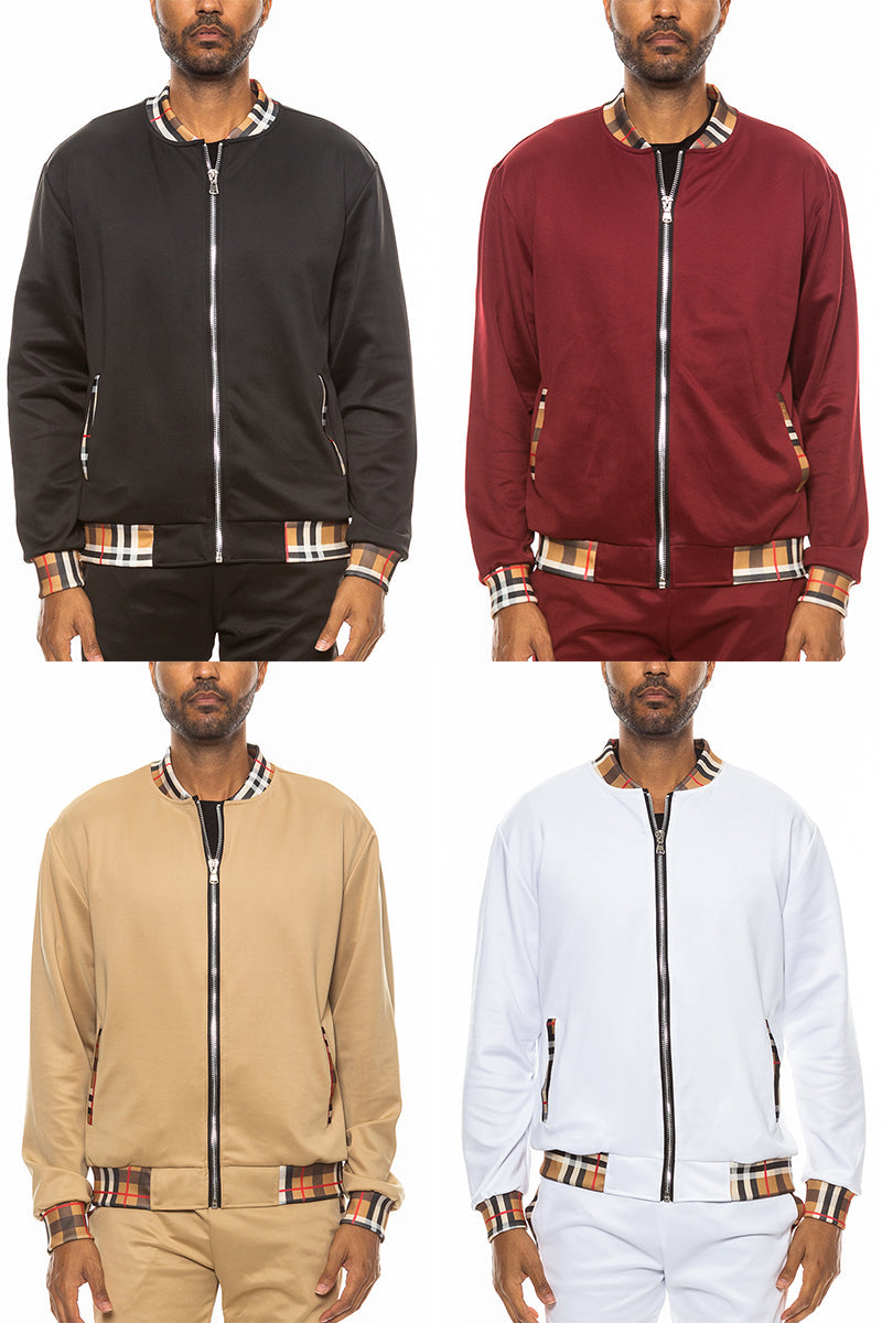Checkered Detail Full-Zip Track Jacket