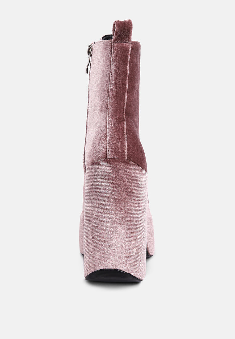Ashcan High Platform Velvet Ankle Boots