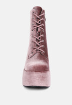 Ashcan High Platform Velvet Ankle Boots