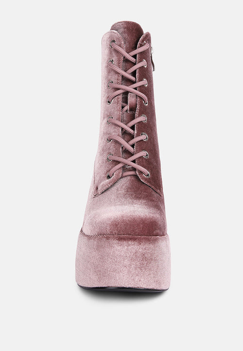Ashcan High Platform Velvet Ankle Boots