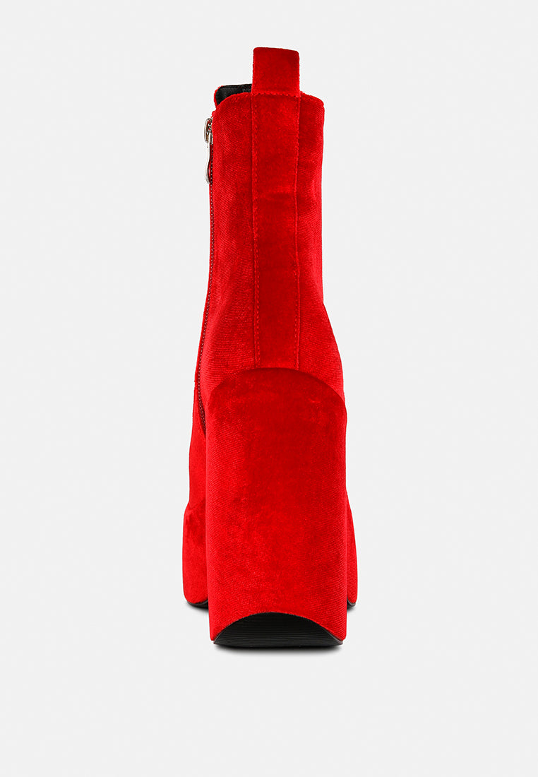 Ashcan High Platform Velvet Ankle Boots