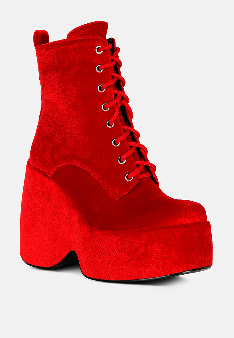 Ashcan High Platform Velvet Ankle Boots