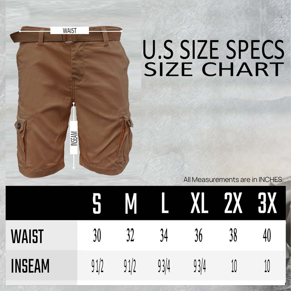 Men's Belted Cargo Shorts with Button Waist