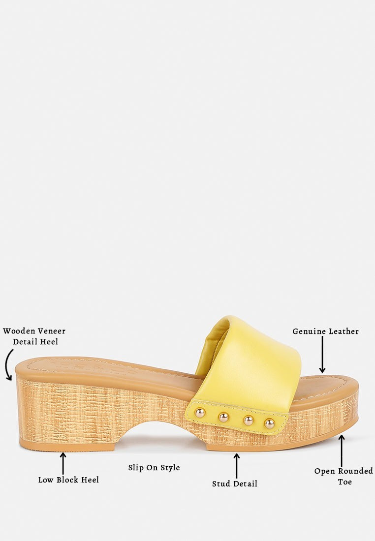 Sandales Minny en cuir à talons texturés, à enfiler