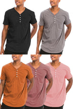 Men's Scallop Henley Tee – Soft Cotton, 4-Button