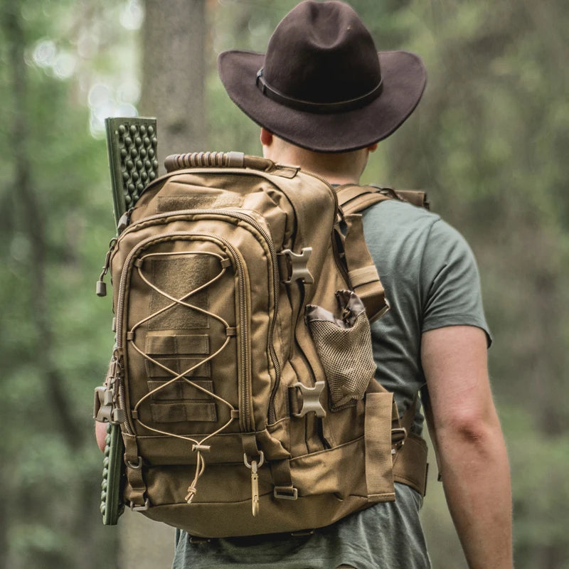 65L Tactical Hiking Backpack Rucksack, Nylon, Unisex