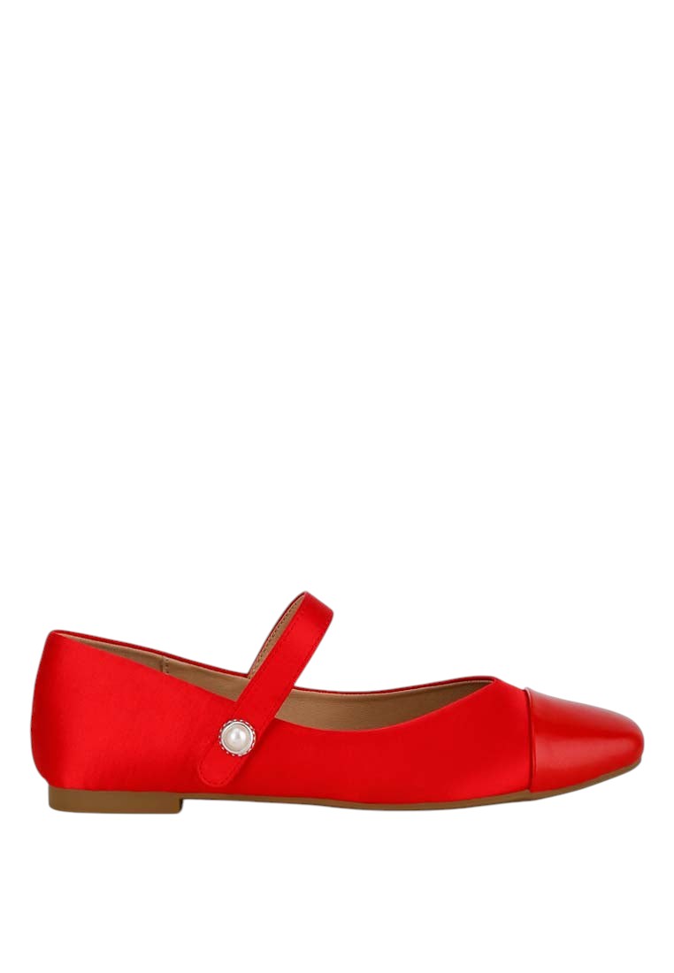 Albi Patent Toe Cap Satin Mary Jane