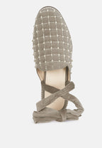 Asante Crisscross Beaded Veil Velvet Mules