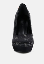 Ballard Monogram Satin Stiletto Pumps