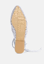 Bartsi Handwoven Cotton Tie Up Mule Flats