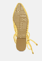 Bartsi Handwoven Cotton Tie Up Mule Flats