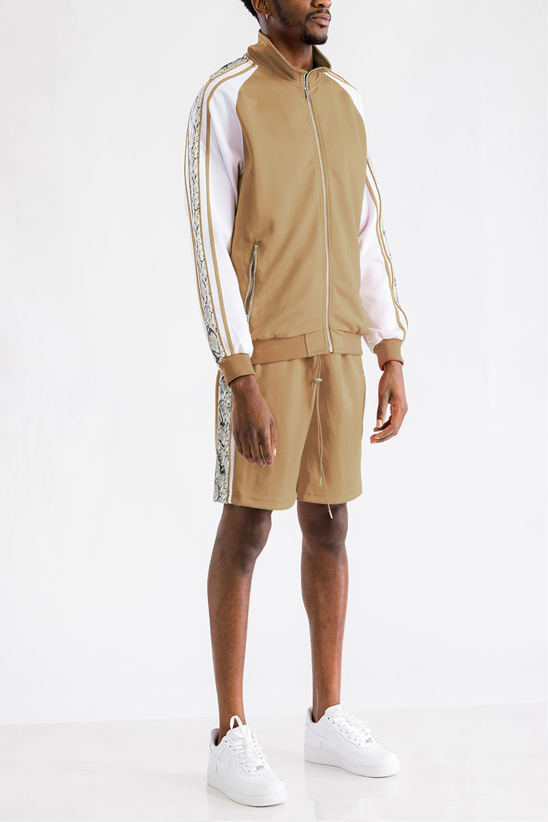 Snake Side Detail Track Jacket Short Set