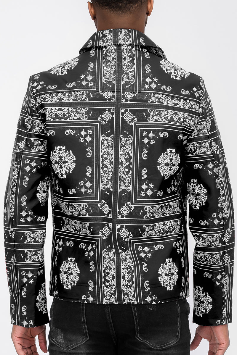 Bandana Leather Jacket – Full Zip with Chest Pocket