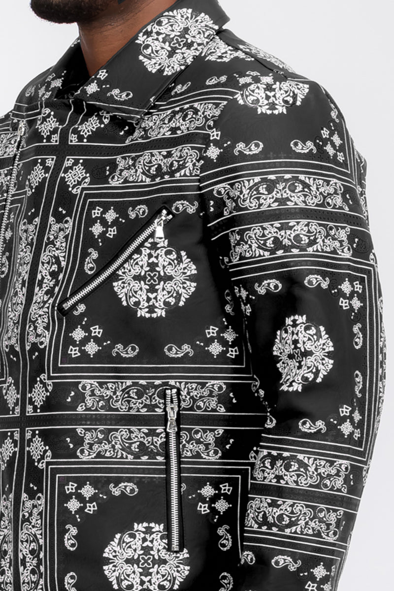 Bandana Leather Jacket – Full Zip with Chest Pocket