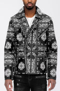 Bandana Leather Jacket – Full Zip with Chest Pocket