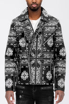 Bandana Leather Jacket – Full Zip with Chest Pocket