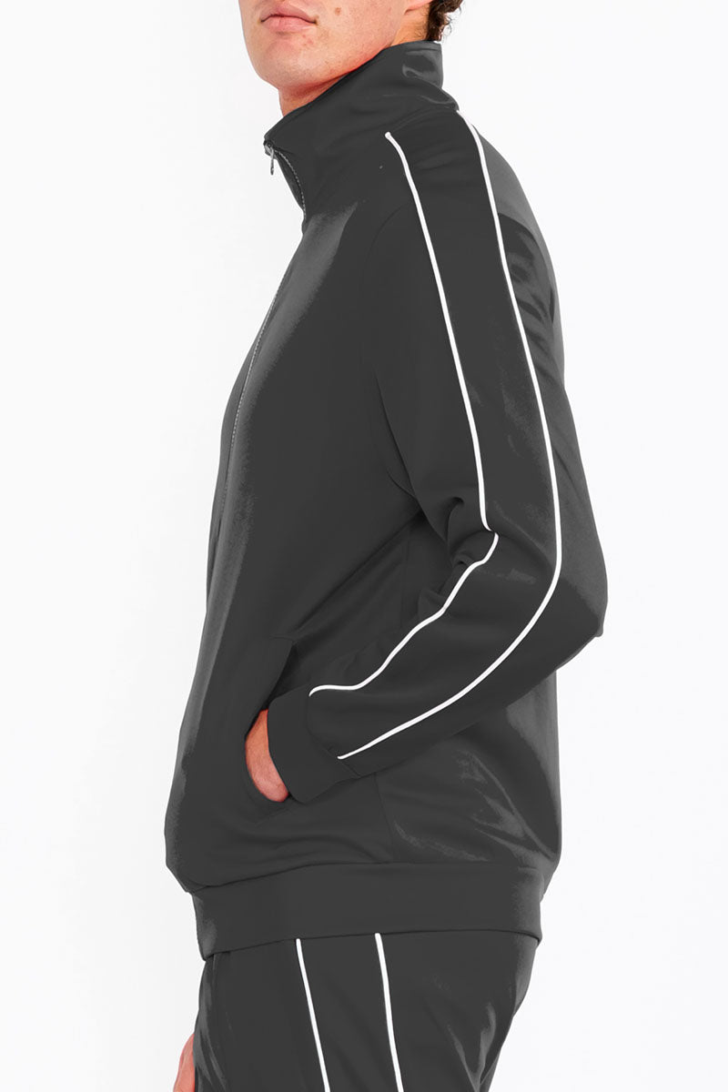 Stacked Flare Track Jacket with Side Piping & Zip Pockets