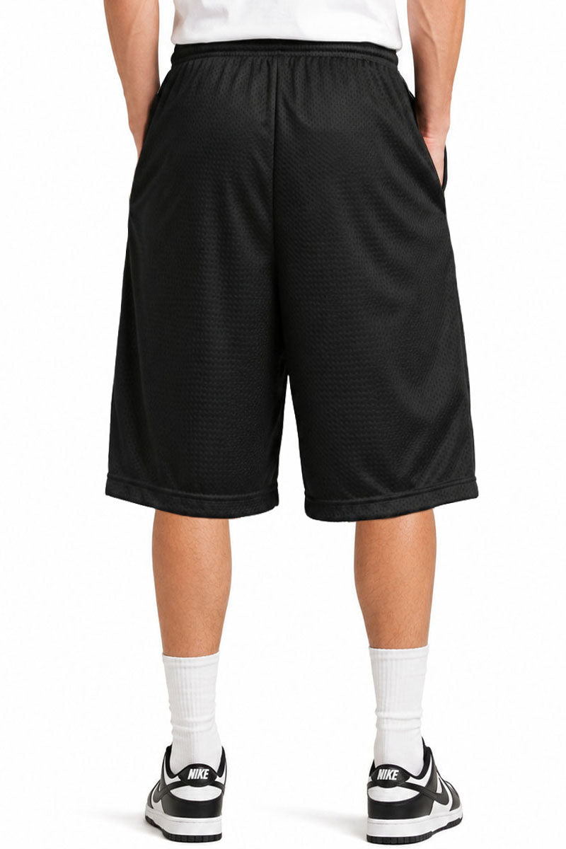 Solid Mesh Shorts – Loose Fit with Elastic Waist