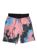 Black Band Tie Dye Shorts with Drawstring