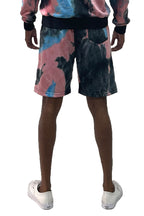Black Band Tie Dye Shorts with Drawstring