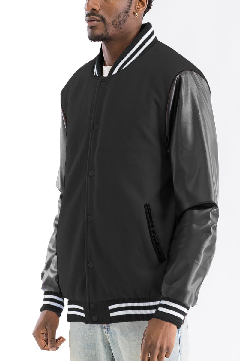 Melton Varsity Letterman Jacket with PU Sleeves
