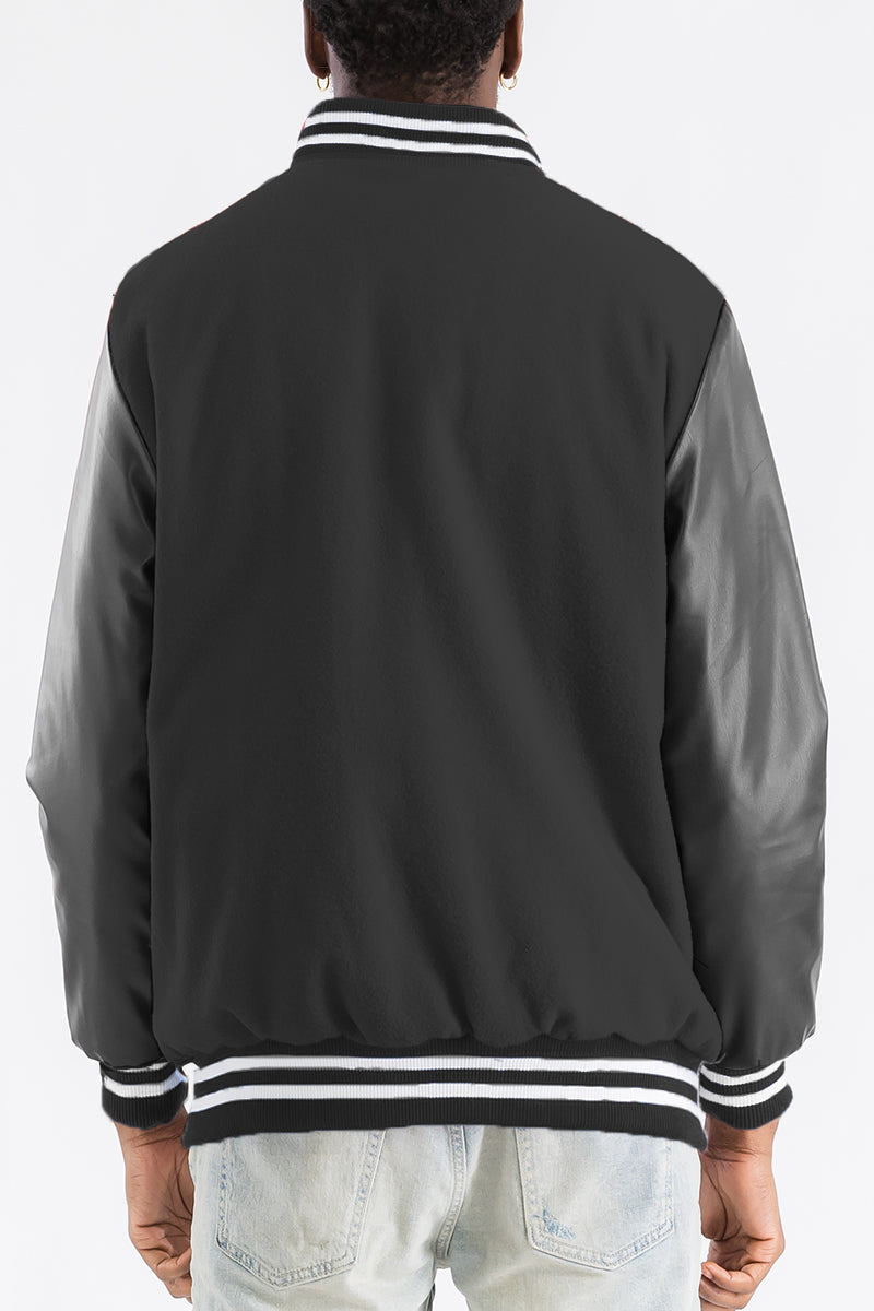 Melton Varsity Letterman Jacket with PU Sleeves