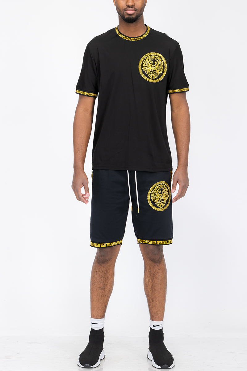 Lion Head Graphic Tee & Shorts Set