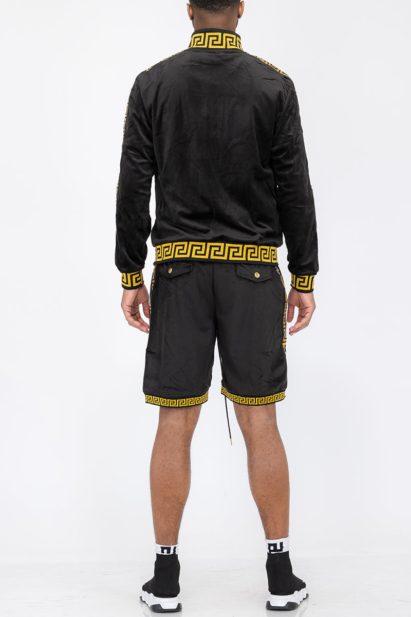 Status Velour Track Jacket Short Set