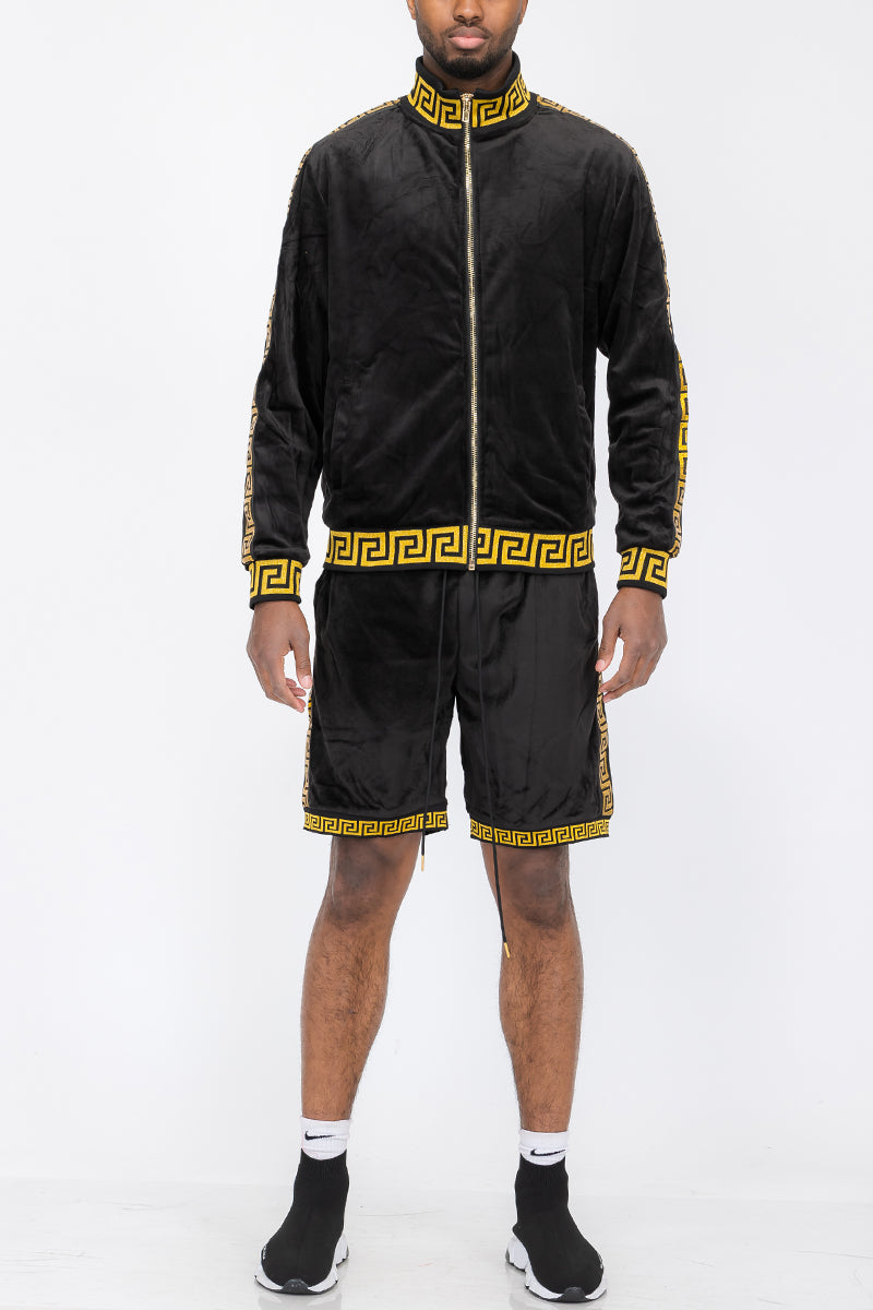 Status Velour Track Jacket Short Set