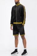 Status Velour Track Jacket Short Set