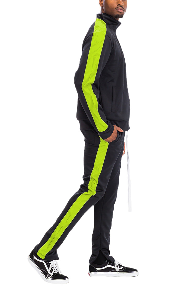 Men's Single Stripe Track Suit – Full Zip Jacket & Pants