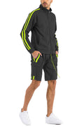 Two Stripe Cargo Short Set with Full Zip Jacket