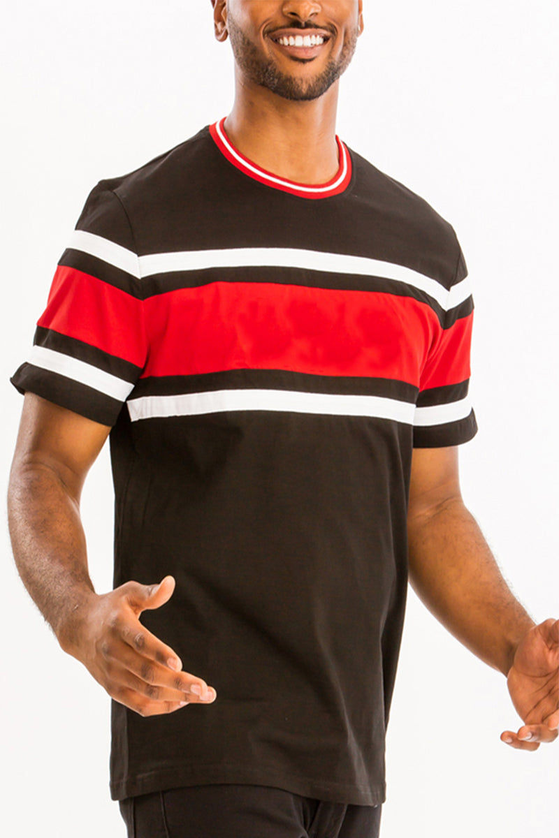 Vertical Color Block Tee – 100% Cotton