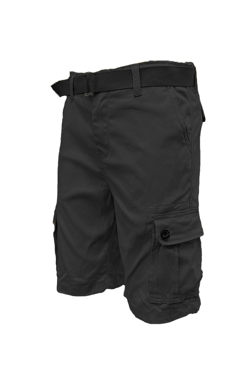 Men's Belted Cargo Shorts with Button Waist