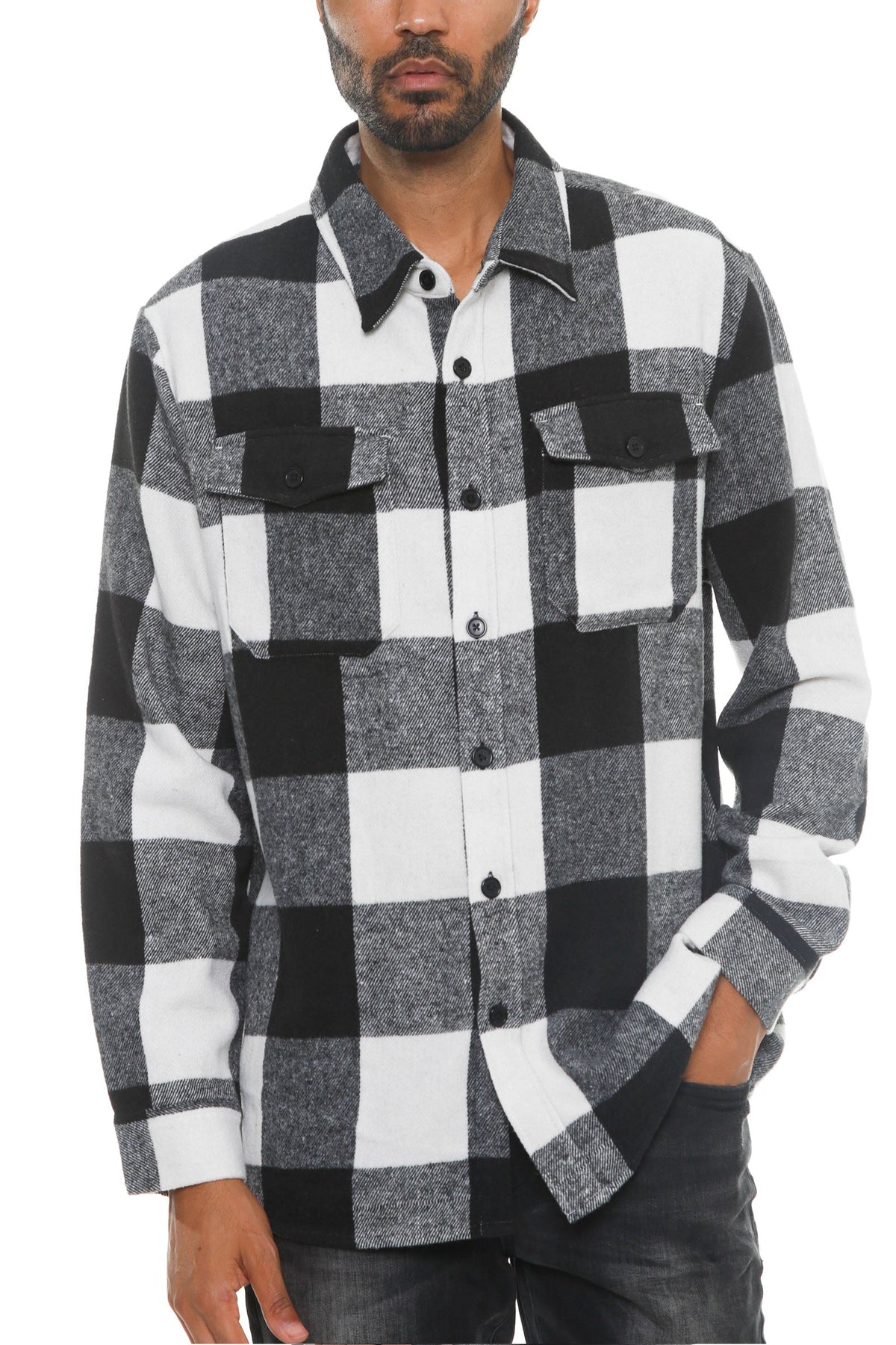 Soft Flannel Shacket | Brushed Checkered Long Sleeve