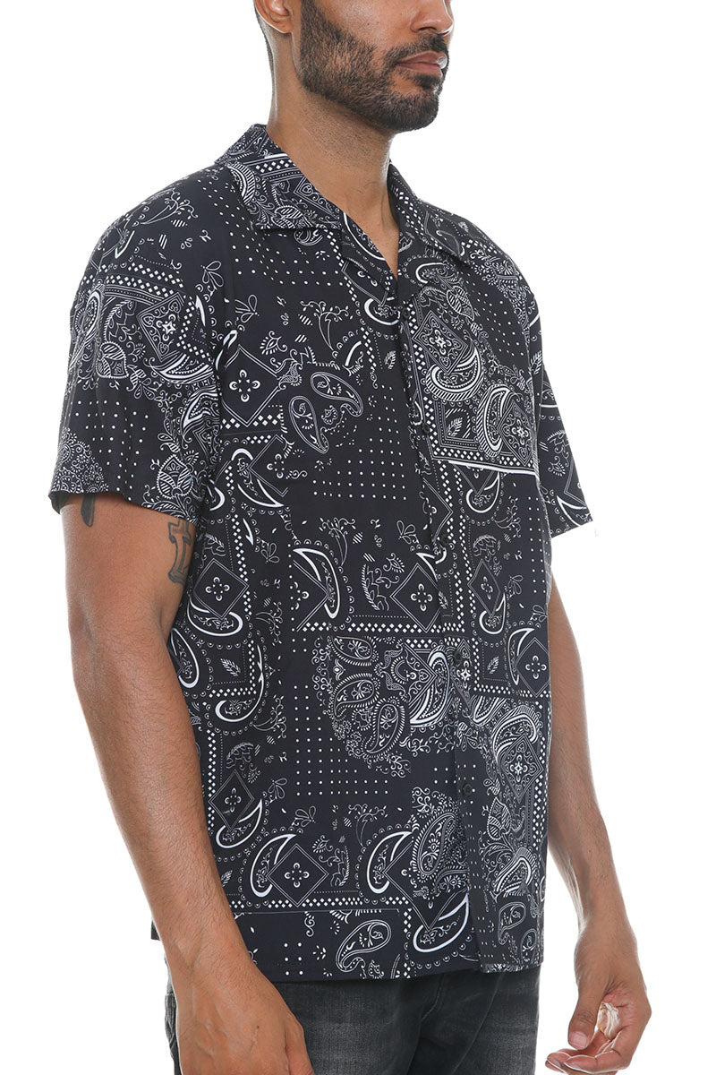 Gilmore Paisley Print Button-Down Vacation Shirt