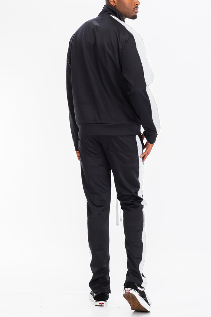 Men's Single Stripe Track Suit – Full Zip Jacket & Pants