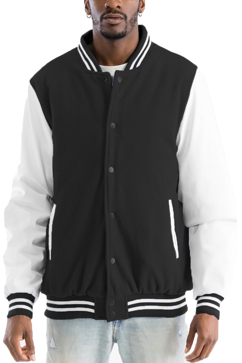 Melton Varsity Letterman Jacket with PU Sleeves